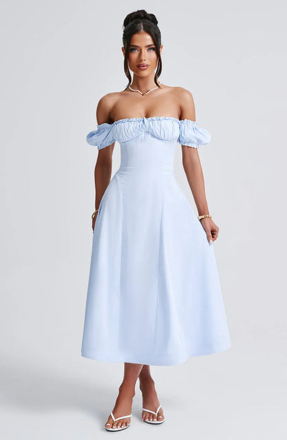 Elora Midi Dress - Blue