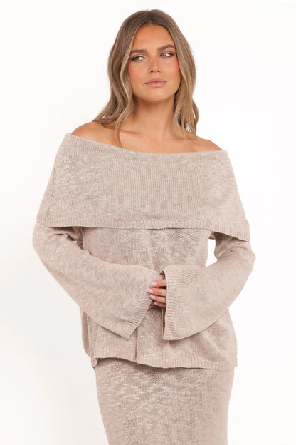 Indya Off Shoulder Top - Oatmeal