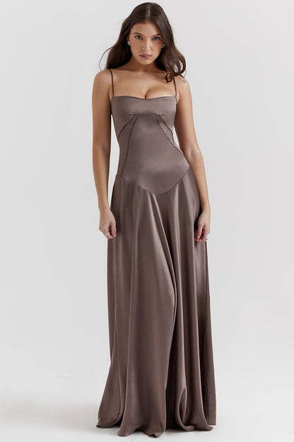 smoke lace up maxi dress