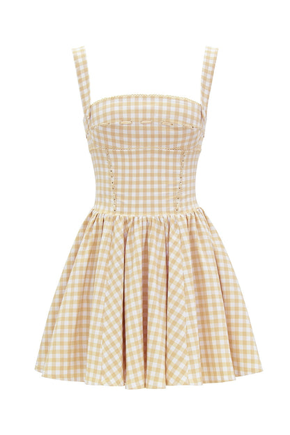 gingerbread gingham mini dress