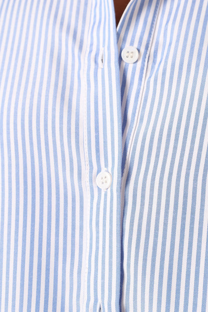 Murphy Button Up Long Sleeve Top - Blue Stripe