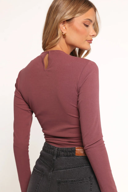 Nissa Long Sleeve Top - Chocolate Cherry