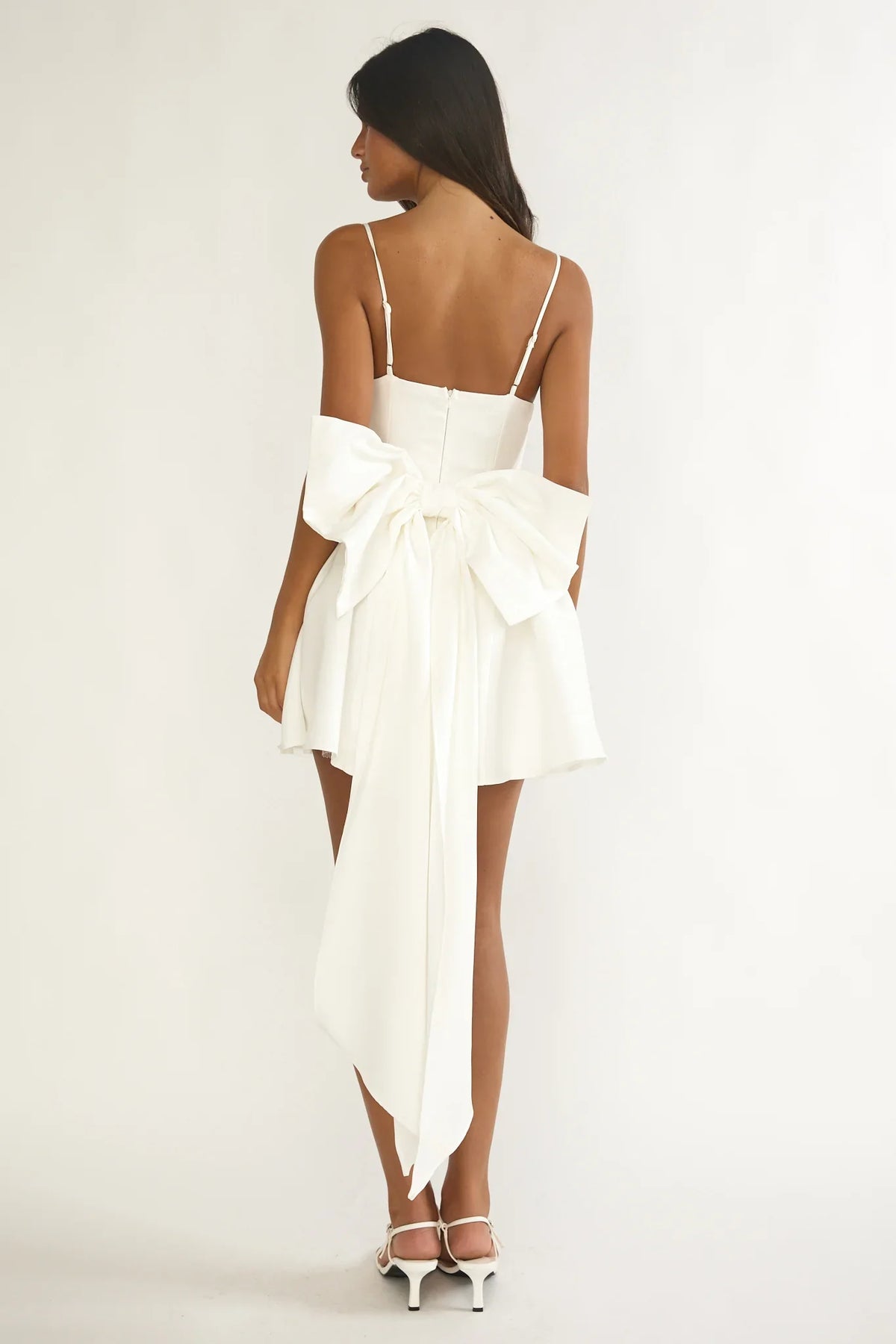 Wilder Oversized Back Bow Mini Dress White