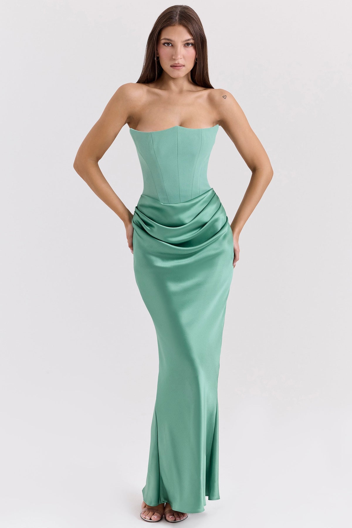 jade strapless corset maxi dress