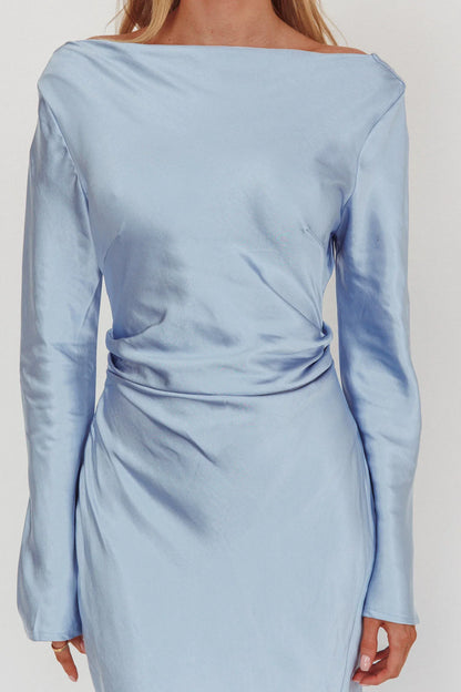 Loveland Long Sleeve Cowl Back Maxi Dress Blue