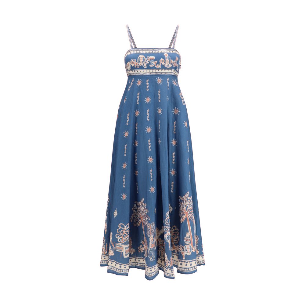 Alemais Blue Linen Casual Dress