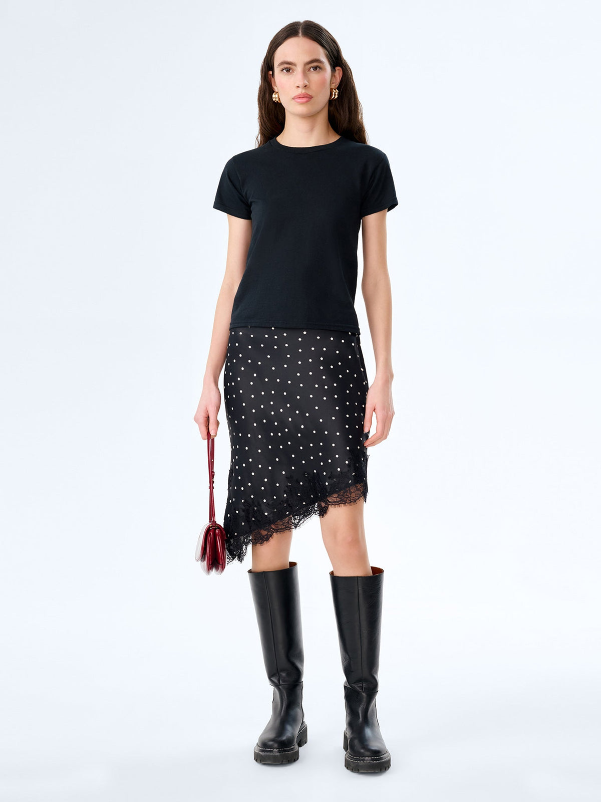 Amada Skirt in Black Polka Dot