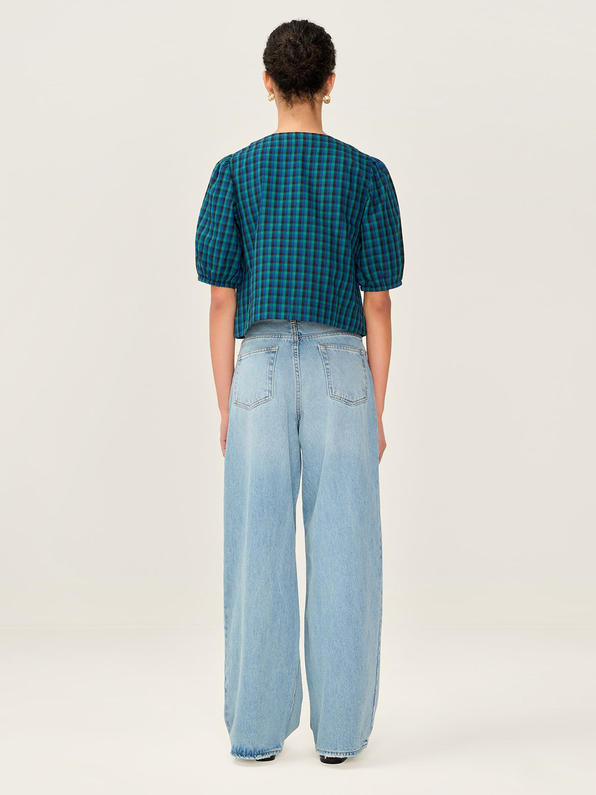 Apollo Blouse in Blue and Green Check