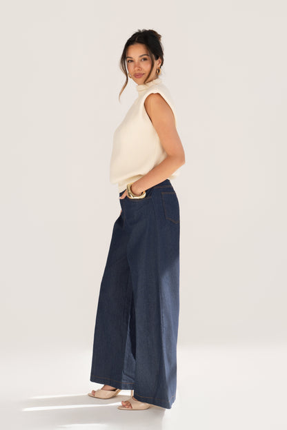 Avery Mock-Neck Ribbed Knit Vest