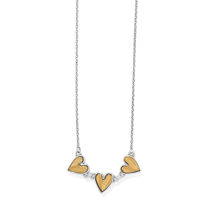Cascade trio heart necklace