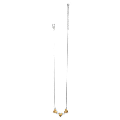 Cascade trio heart necklace