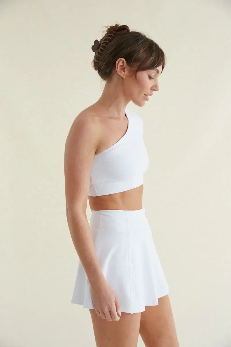 Mia Smoothing One Shoulder Crop Top in White