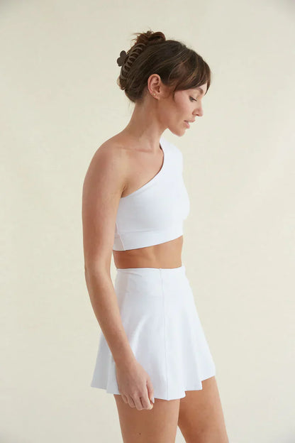 Mia Smoothing One Shoulder Crop Top in White