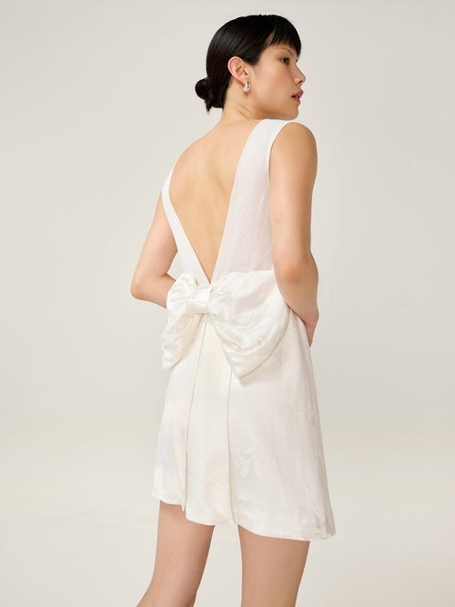 Bowlyn Jacquard Dress in Ivory