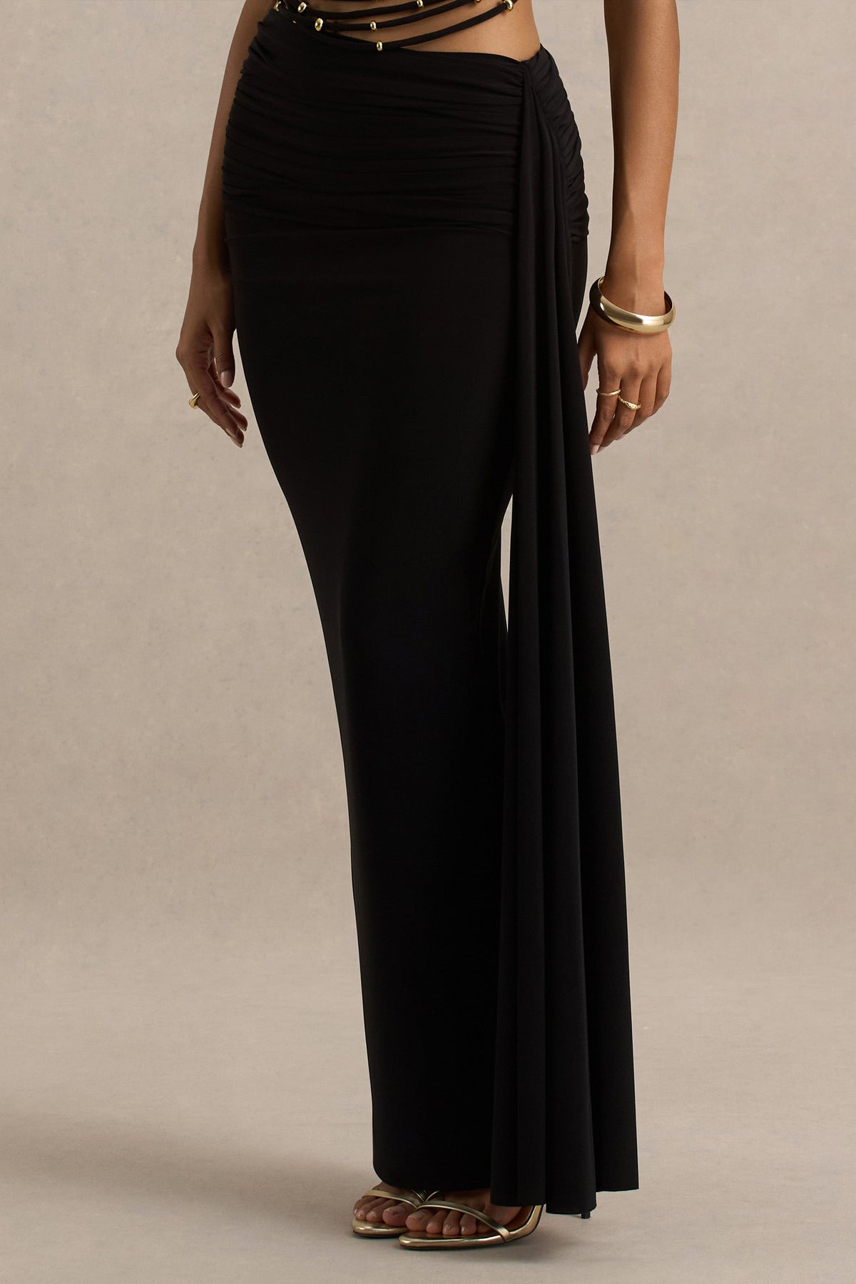 Joi | Black Maxi Skirt With Sash Detail