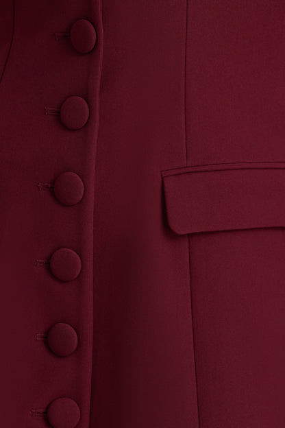Carmen | Burgundy Sweetheart-Neck Tailored Mini Dress