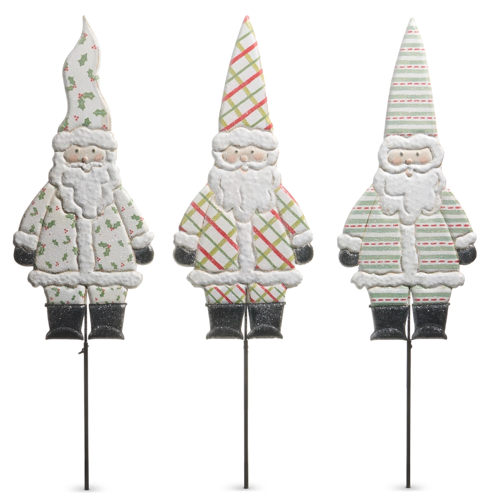 33” patterned santa adjustable stake