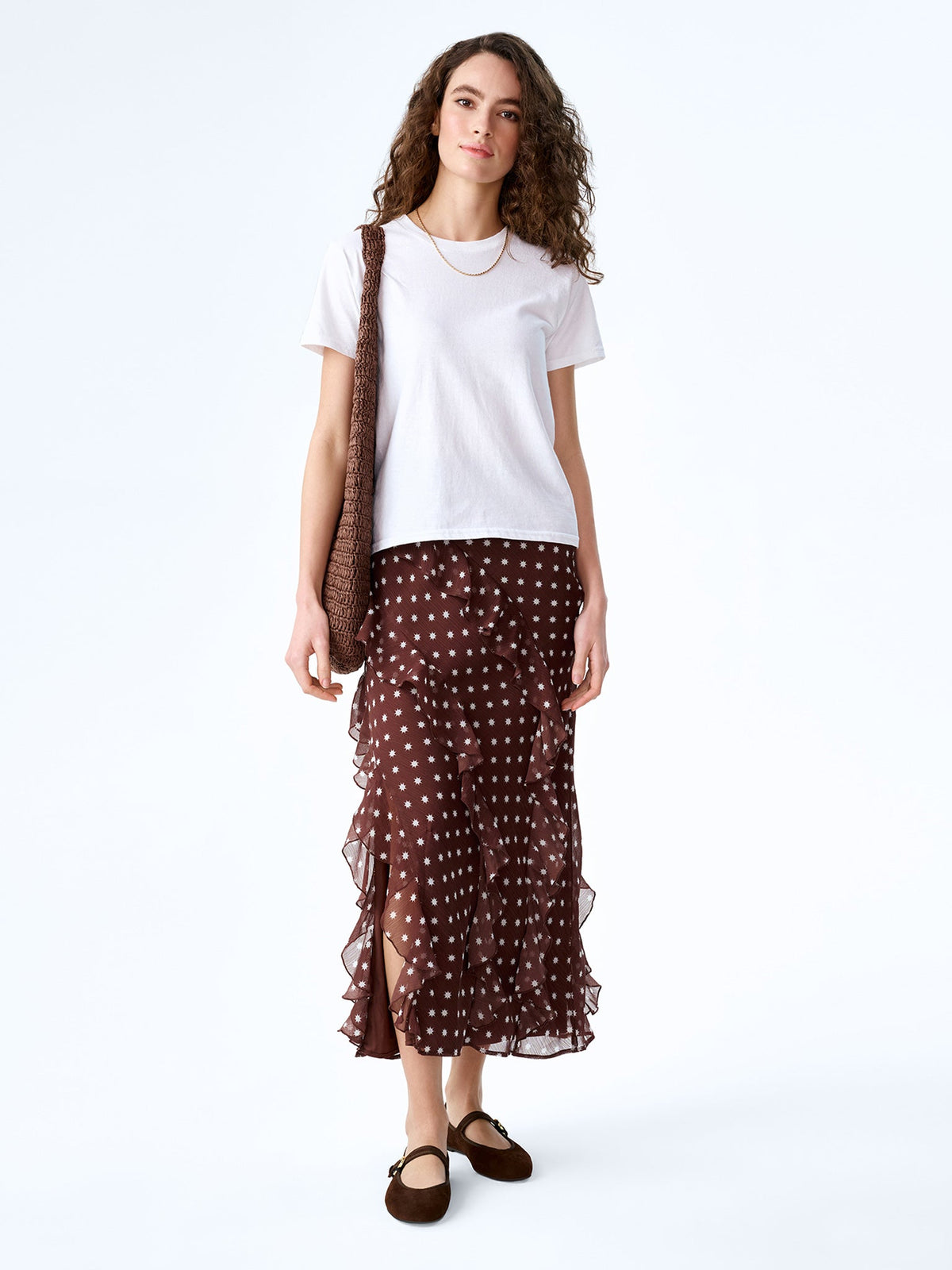 Darline Skirt in Brown Starburst Print