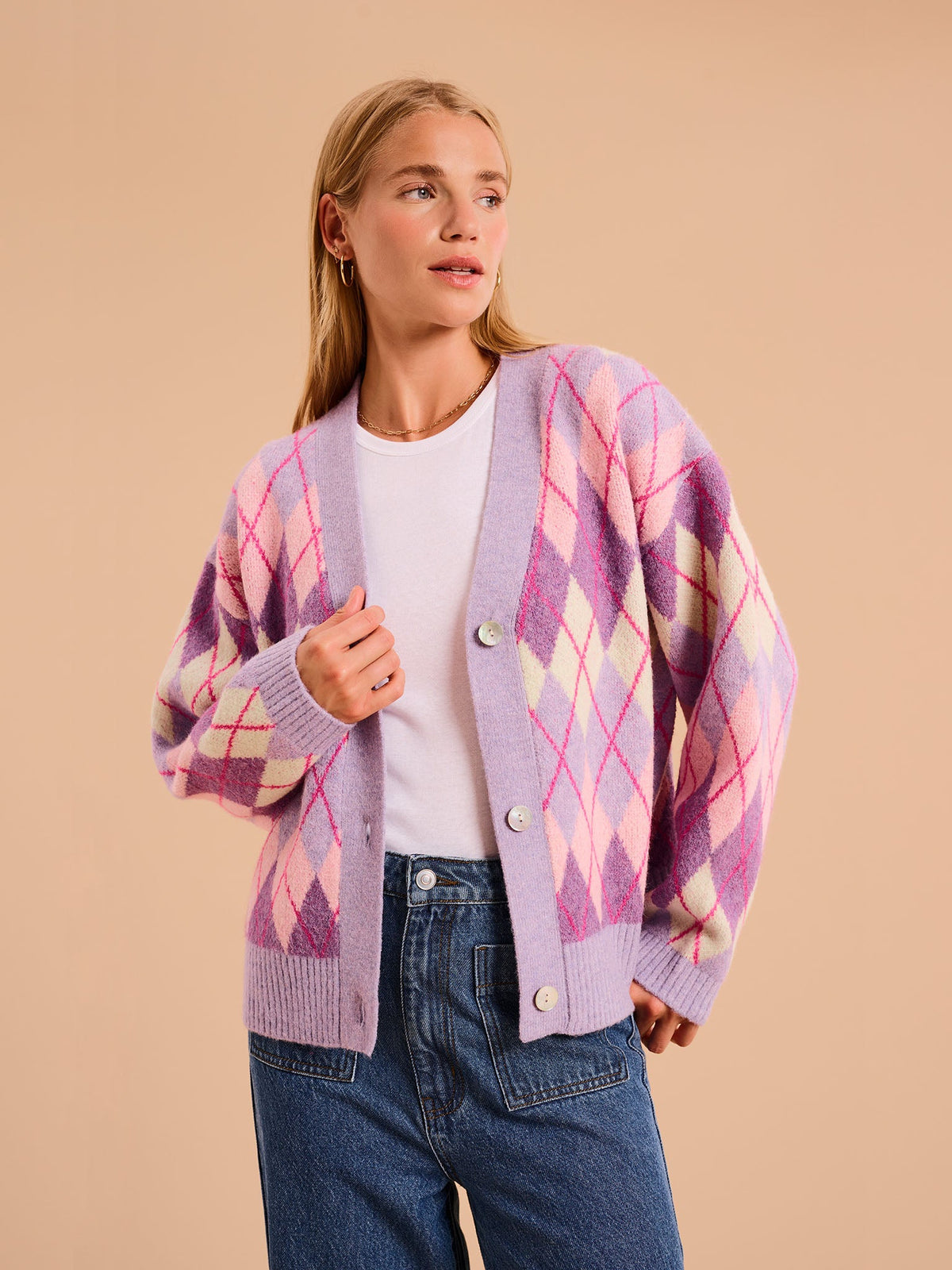 Henni Argyle Cardigan in Purple