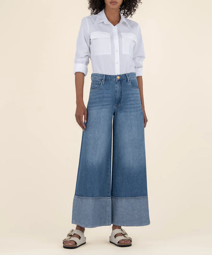 Blake- Crop wide leg-Medium wash