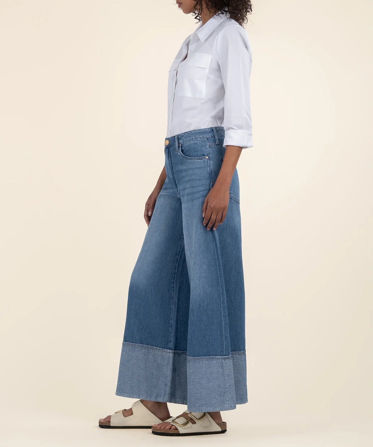 Blake- Crop wide leg-Medium wash