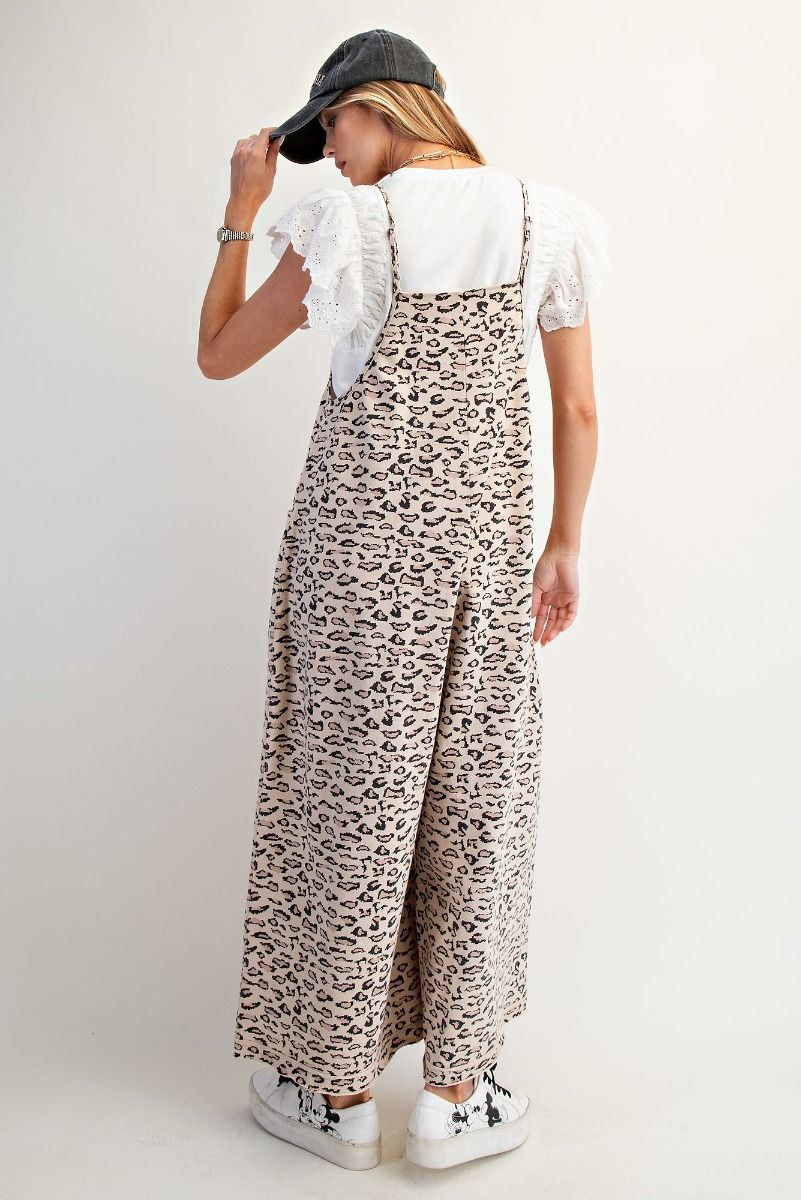 Animal Print terry knit overall