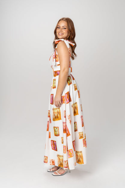 Laurie Holiday Print Maxi Dress