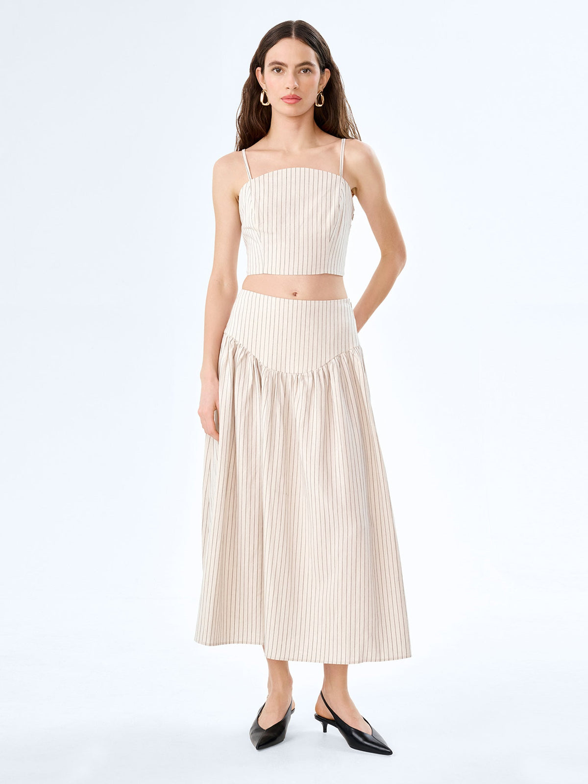 Lucille Skirt in Cream and Black Stripe