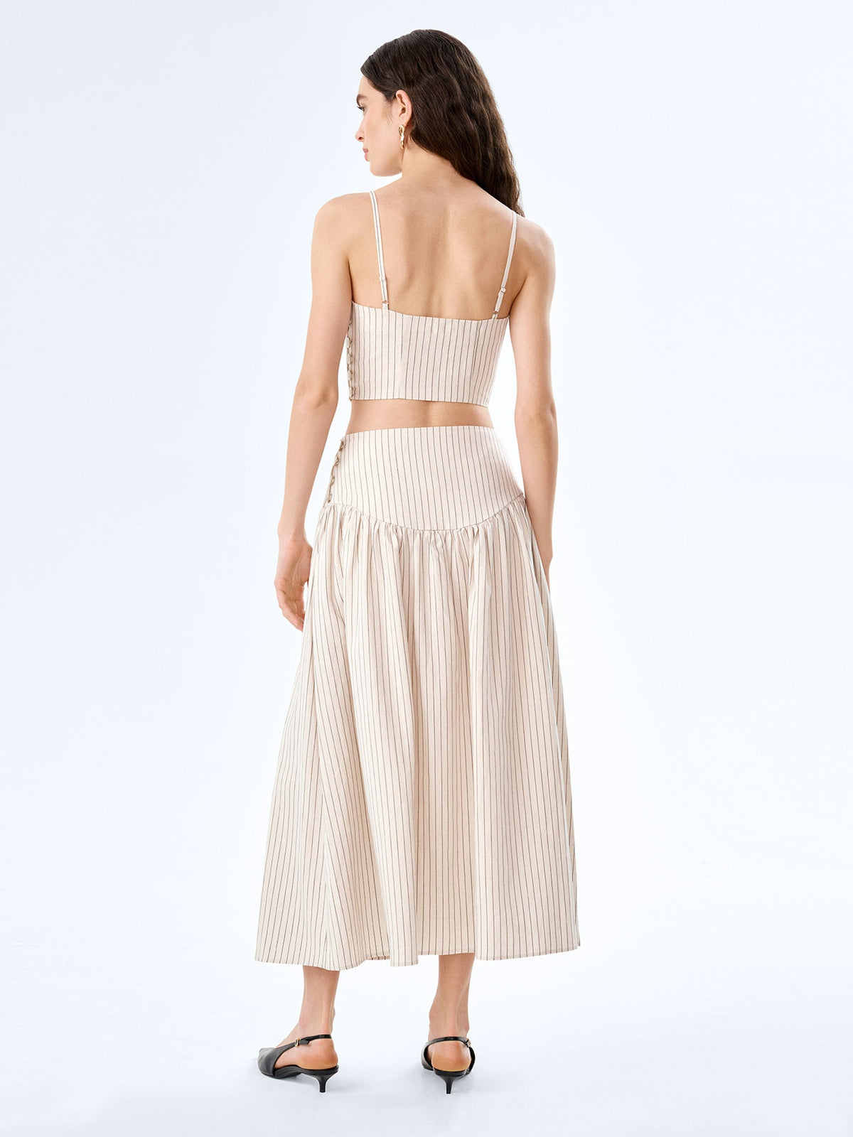 Lucille Skirt in Cream and Black Stripe