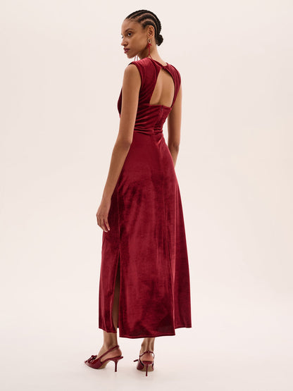 Marin Velvet Dress in Red