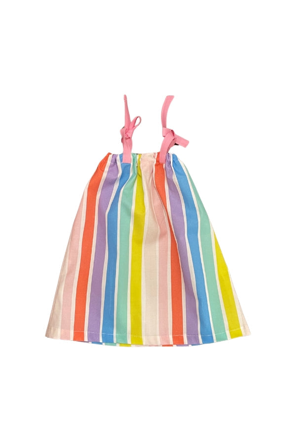The Rainbow Striped Girls Peasant Dress