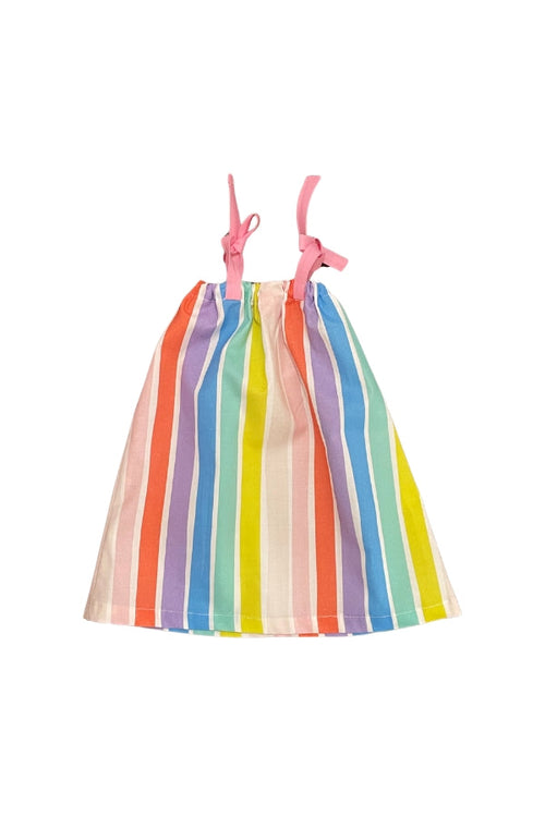 The Rainbow Striped Girls Peasant Dress