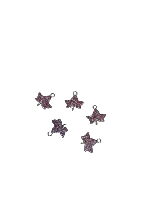The Silver and Pink Rhinestone Ivy Leaf Charm