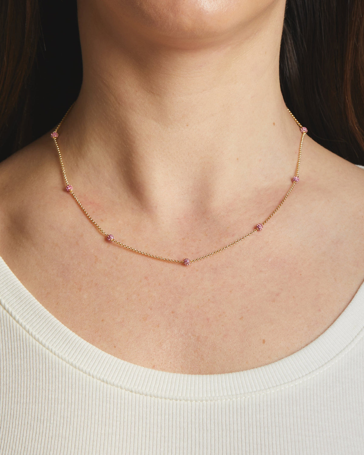 Ruby Beaded Pavé Necklace
