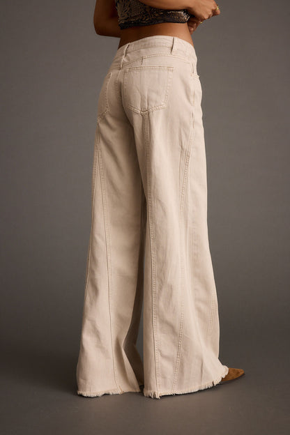 Sierra Beige Low Rise Wide Leg Jean