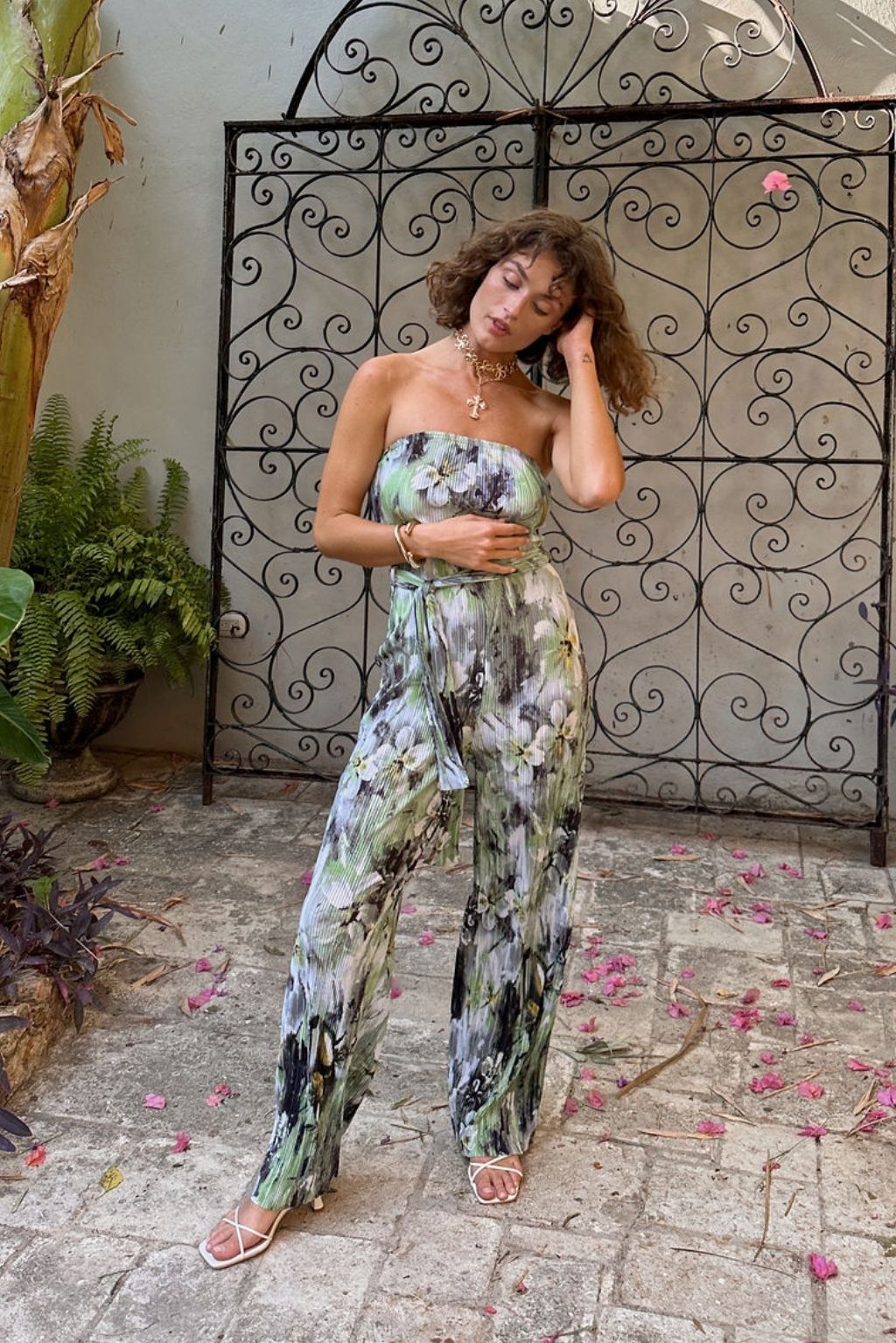 Verbena Plisse Strapless Jumpsuit