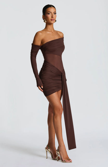 Mavra Mini Dress - Plum Brown