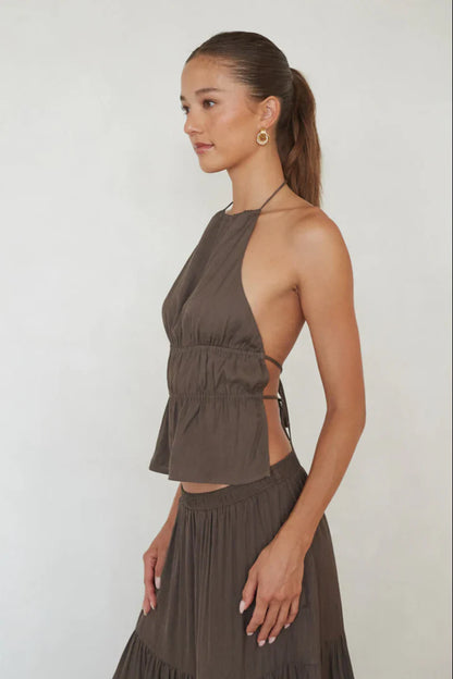 Hope Ruched Open Back Top