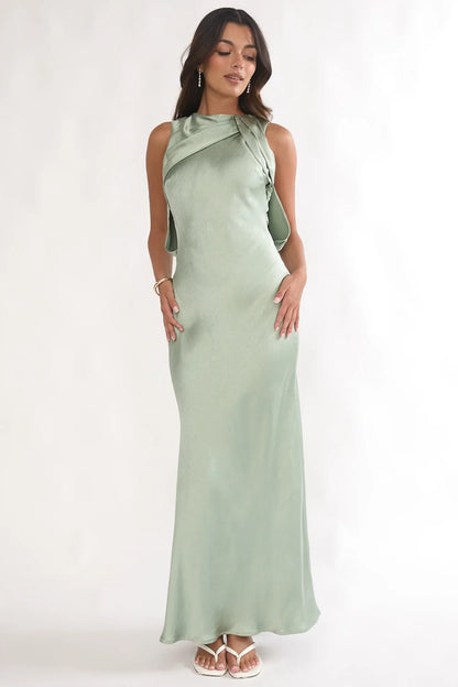 Levinia Draped Back Maxi Dress Pistachio