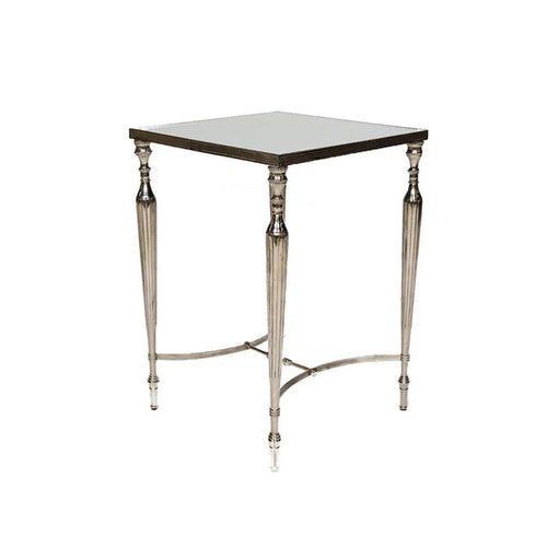 Antoinette Square Nickel Mirror Top Side Table
