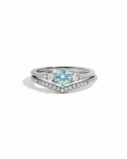 Aquamarine Chevron Ring Set