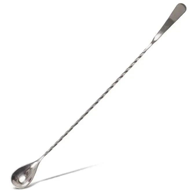 Barfly Bar Spoon - 13-3/16-in - Stainless Steel upright on white silo background.