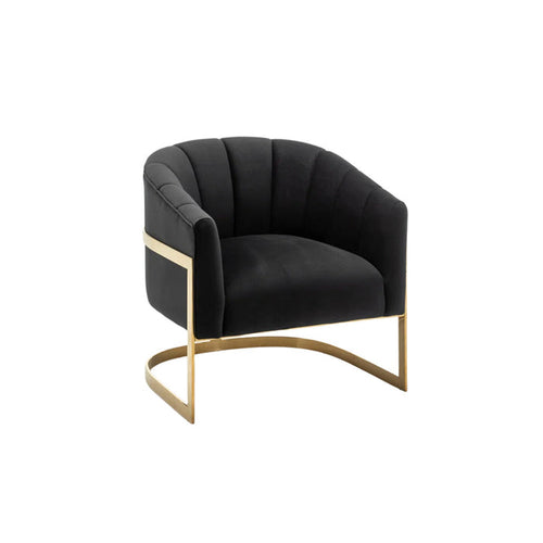 Bennett Black Velvet Barrel Chair