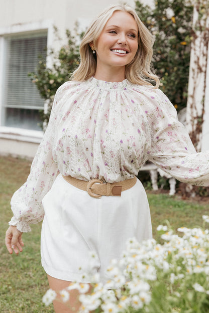 Annie Long Sleeve Top - Pink Floral