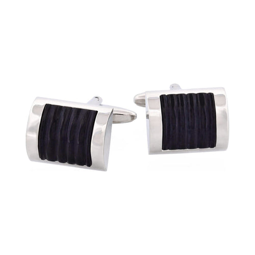 Black Ribbed Cat's Eye Cufflinks