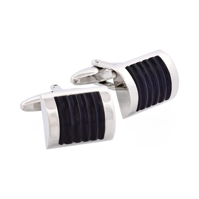 Black Ribbed Cat's Eye Cufflinks