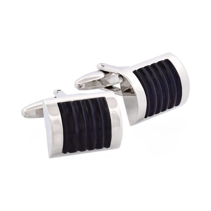 Black Ribbed Cat's Eye Cufflinks