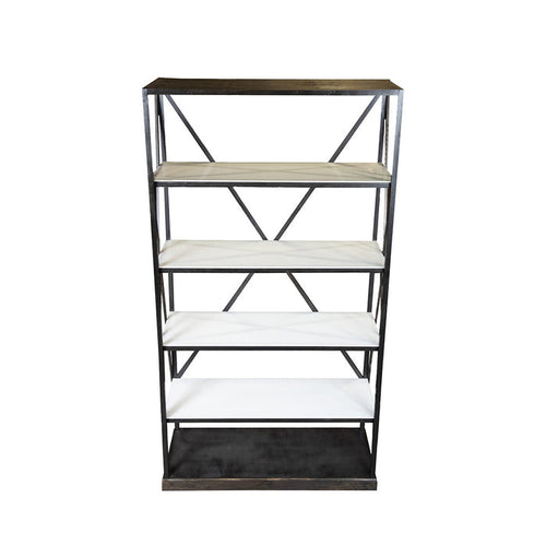 Black Stained Lacquer Bar Back with White Acrylic Shelves