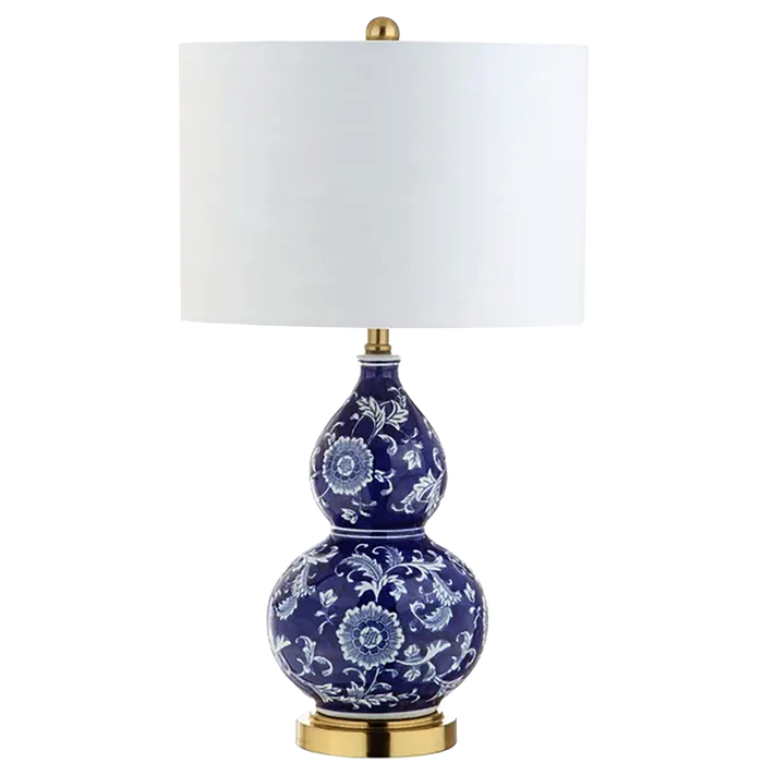 Blue Chinoiserie Lamp, 27"