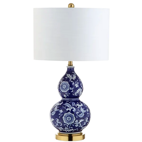 Blue Chinoiserie Lamp, 27"
